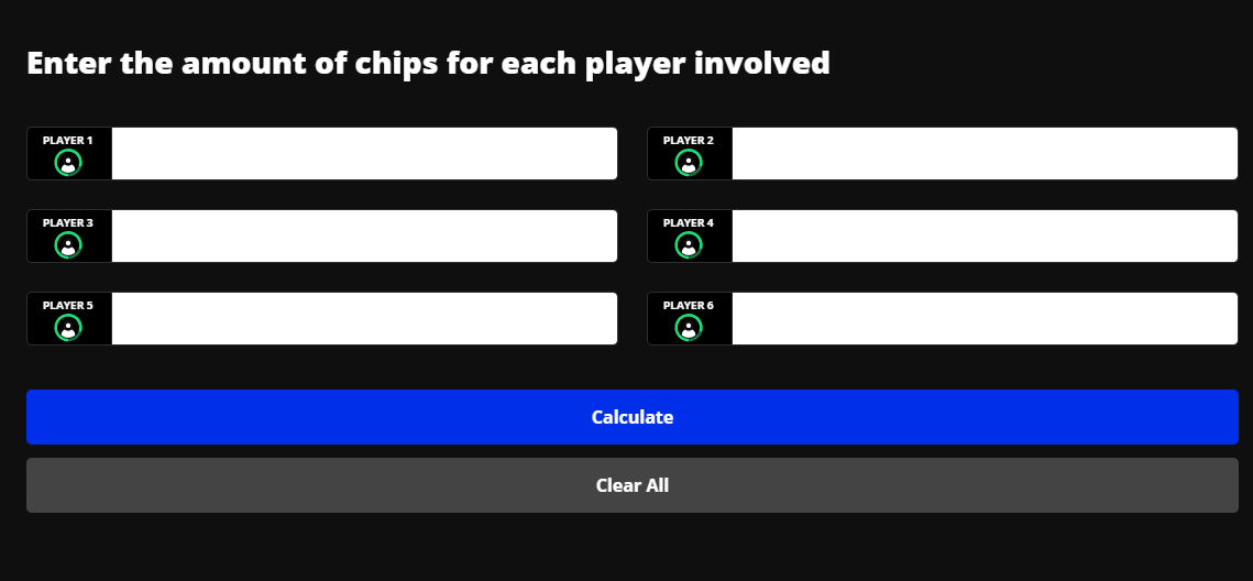 <PokerListings Side Pot Calculator