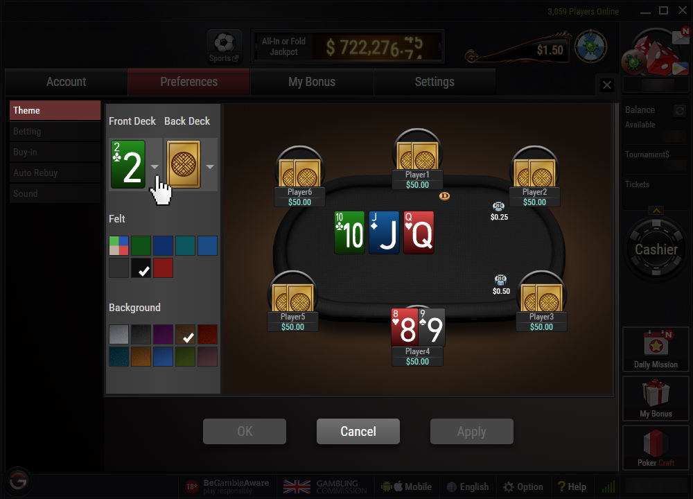 settings ggpoker