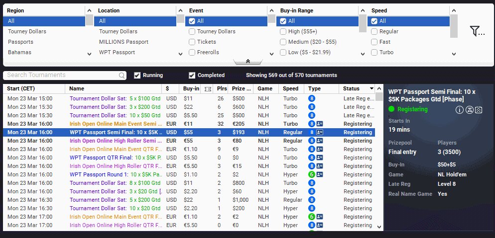 partypoker toernooien lobby
